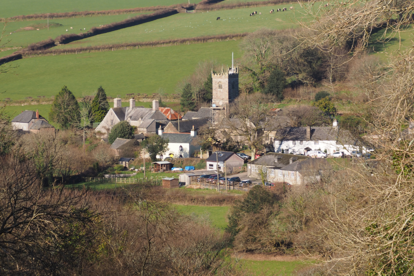 The village of Meavy on the south west edge of Dartmoor